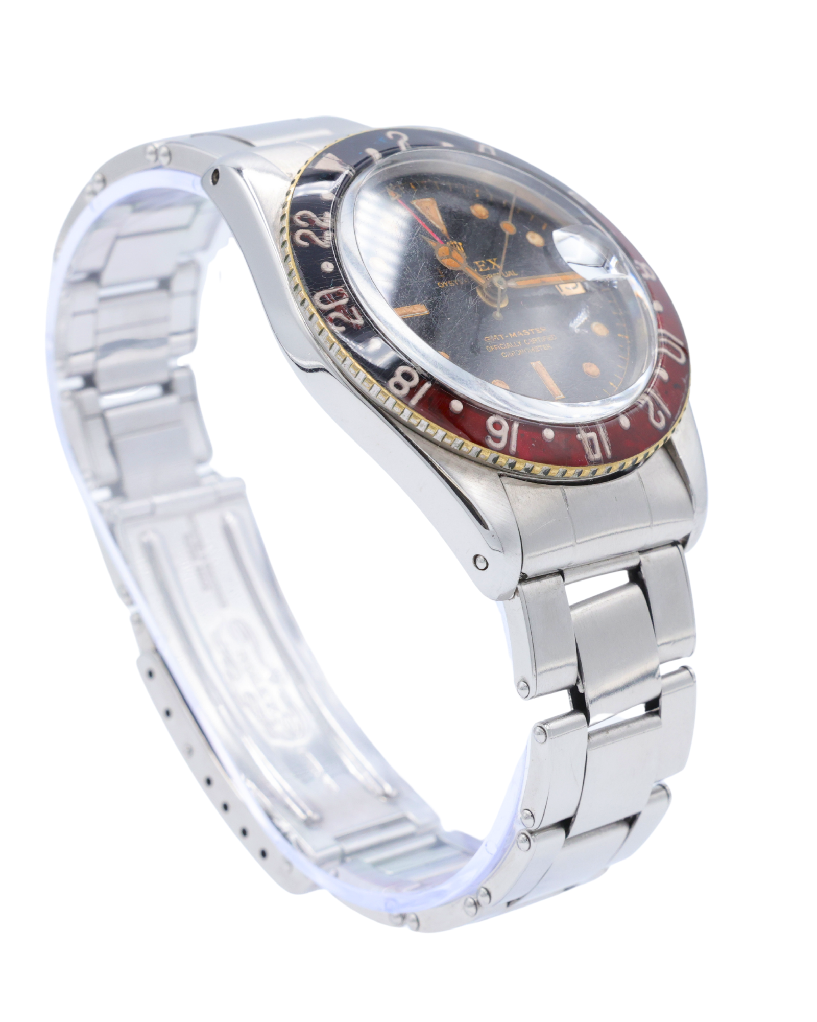 Rolex GMT-Master 38mm "Pepsi" Black Patina Dial on Oyster 6542 with Box 1954