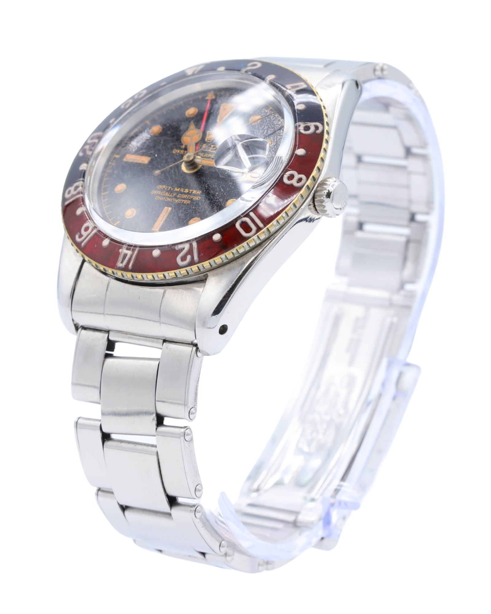 Rolex GMT-Master 38mm "Pepsi" Black Patina Dial on Oyster 6542 with Box 1954