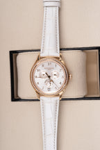 Patek Philippe Complications Annual Calendar Silvery Sunburst Dial on Leather Strap 4947R-001 Complete 2024