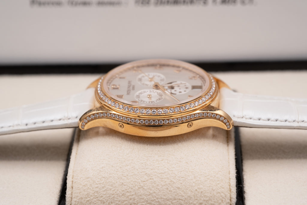 Patek Philippe Complications Annual Calendar Silvery Sunburst Dial on Leather Strap 4947R-001 Complete 2024