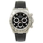 Rolex Daytona Black Diamond Dial on Black Leather Strap 116519 Papers 2002