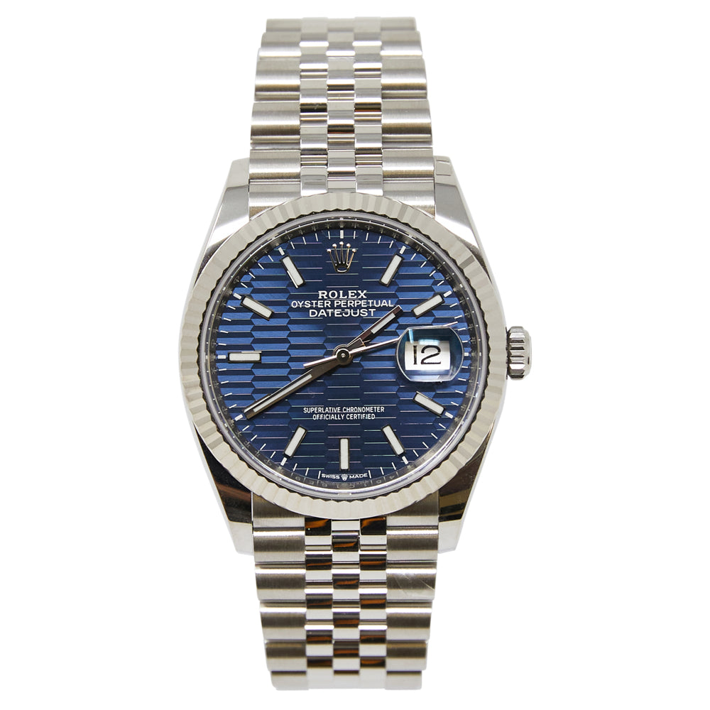 Rolex Datejust 36 Bright Blue Fluted Motif Dial on Jubilee 126234 Complete 2022