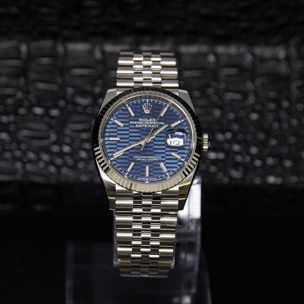 Rolex Datejust 36 Bright Blue Fluted Motif Dial on Jubilee 126234 Complete 2022