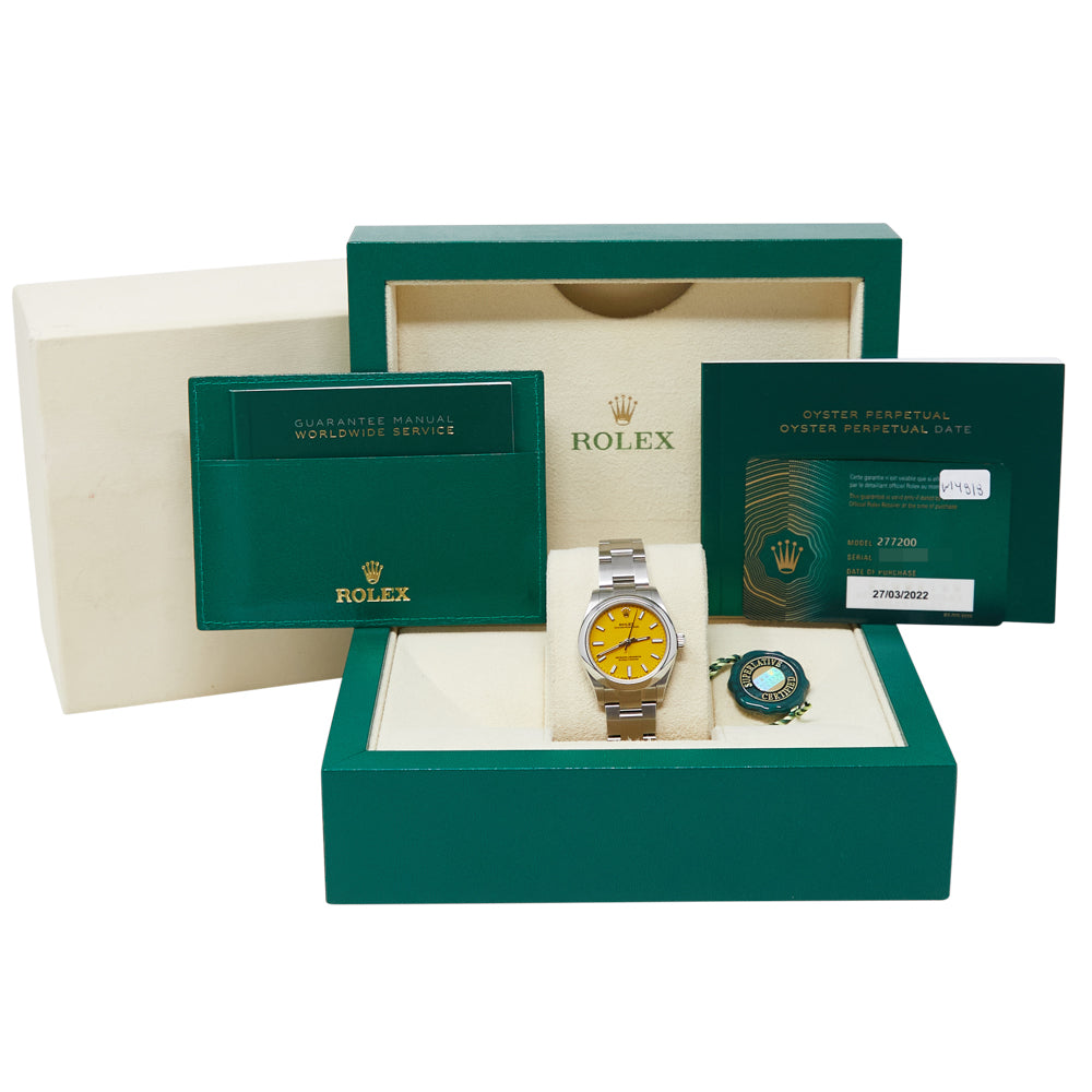 Rolex Oyster Perpetual 31 Yellow Index Dial on Oyster 277200 Complete 2022