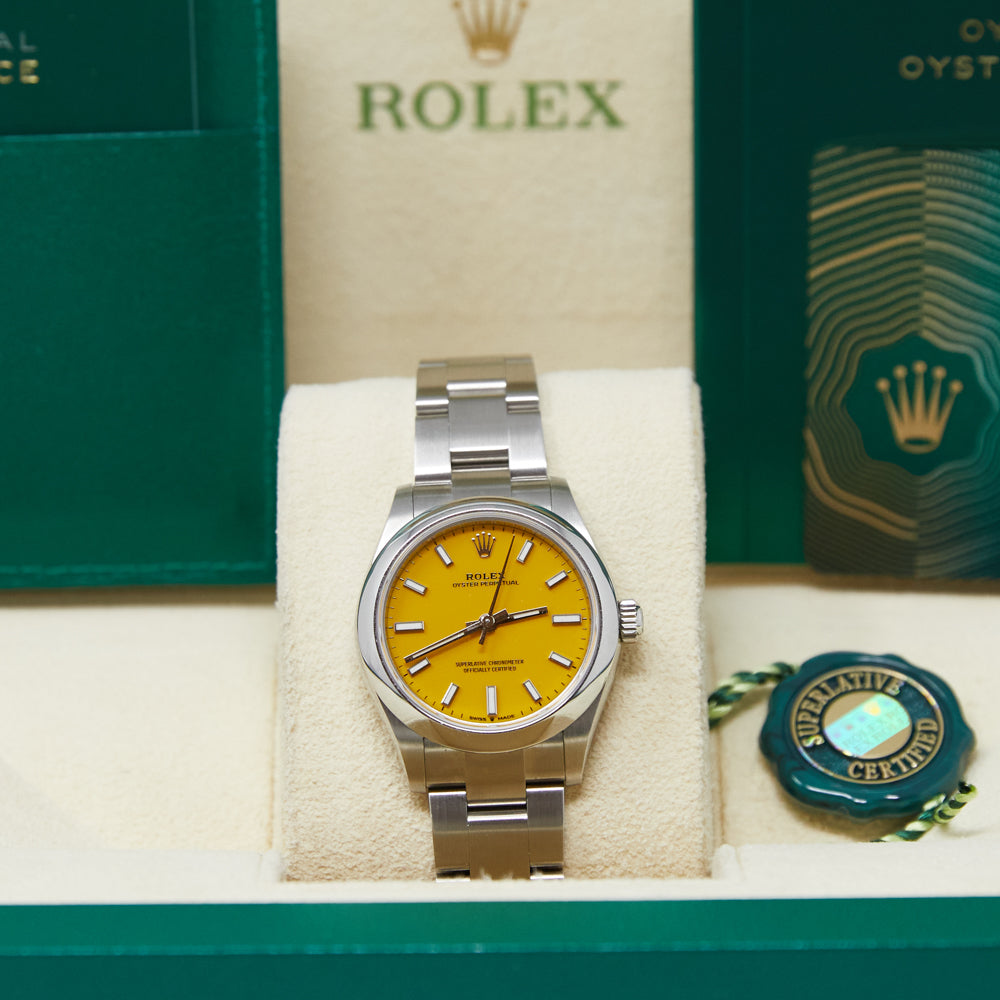 Rolex Oyster Perpetual 31 Yellow Index Dial on Oyster 277200 Complete 2022