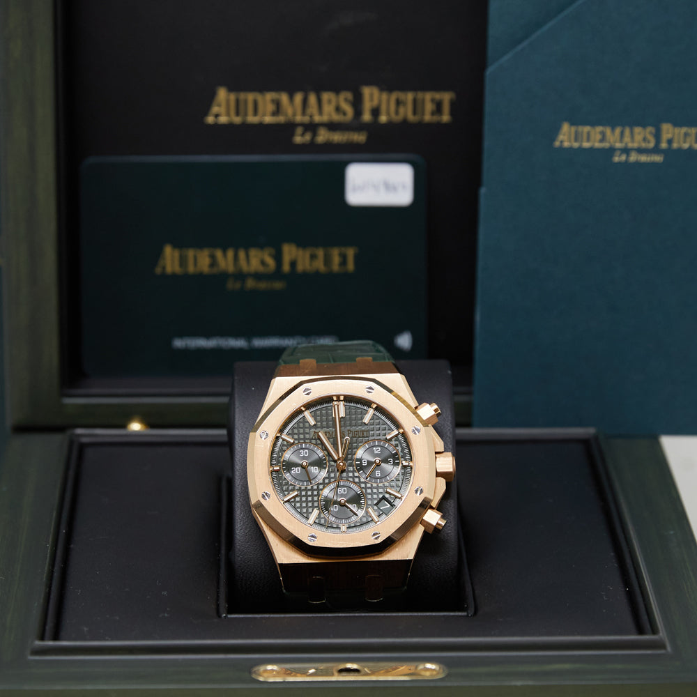Audemars Piguet Royal Oak Chronograph "50th Anniversary" Green Dial on Leather Strap 26240OR.OO.D404CR.01 Complete 2024