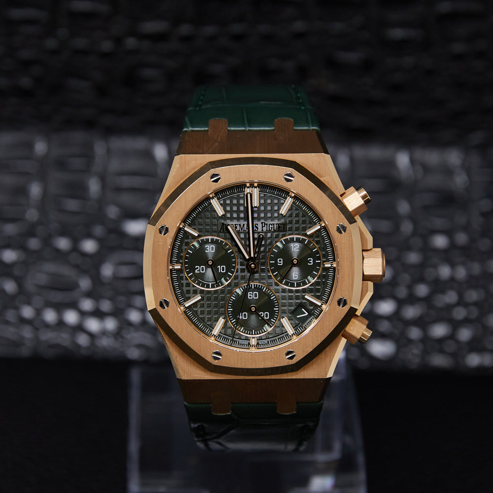 Audemars Piguet Royal Oak Chronograph "50th Anniversary" Green Dial on Leather Strap 26240OR.OO.D404CR.01 Complete 2024