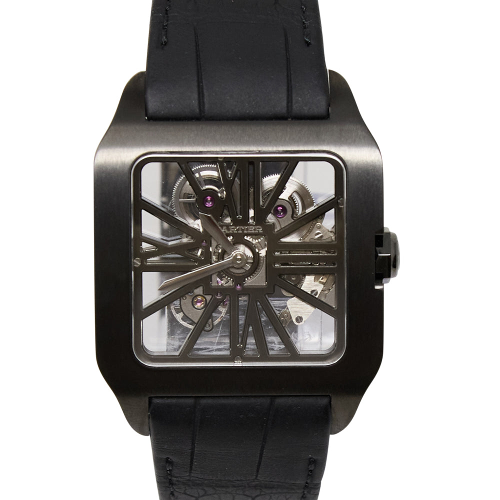 Cartier Cartier Santos-Dumont Skeleton Skeleton Dial on Black Leather W2020052 Complete 2012