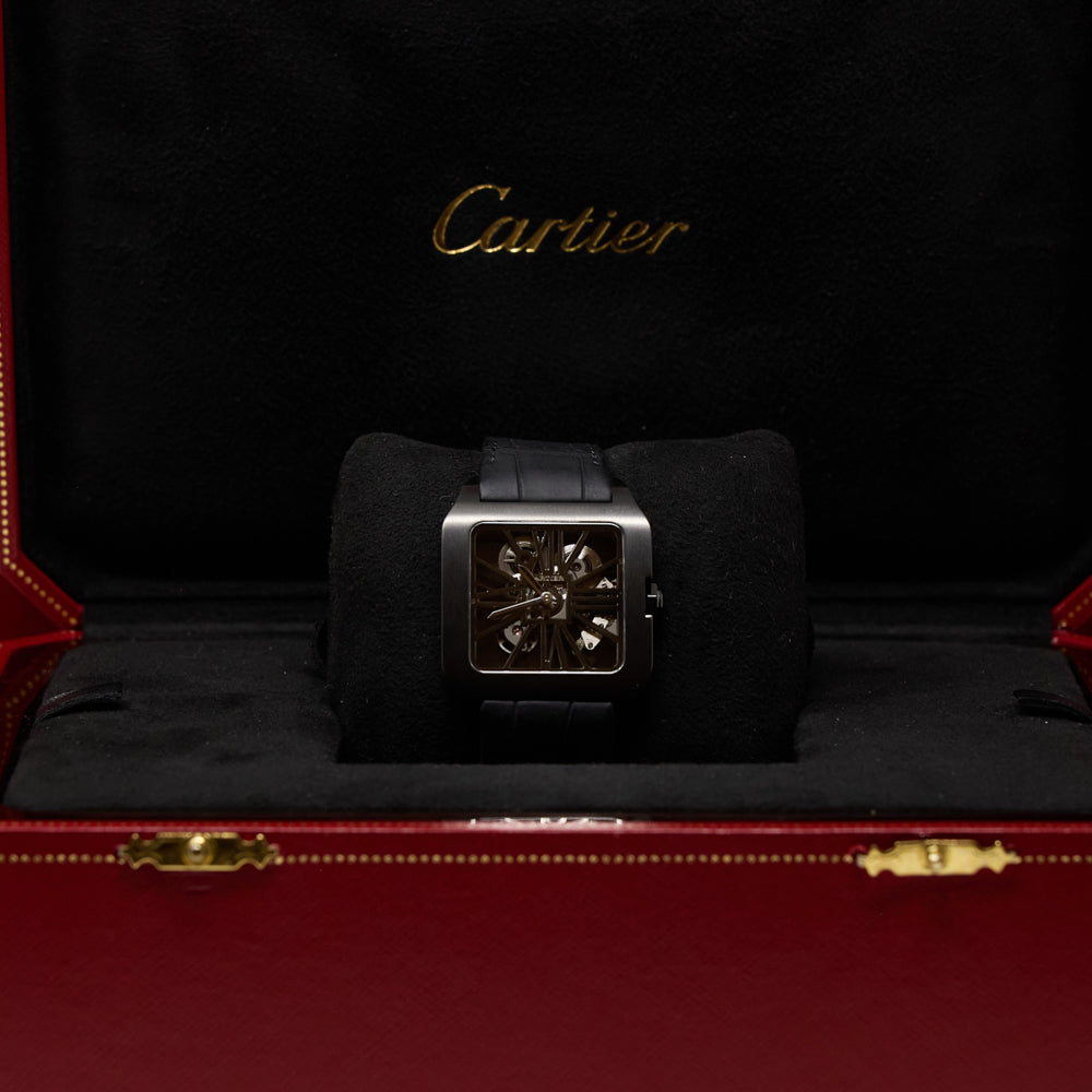 Cartier Cartier Santos-Dumont Skeleton Skeleton Dial on Black Leather W2020052 Complete 2012