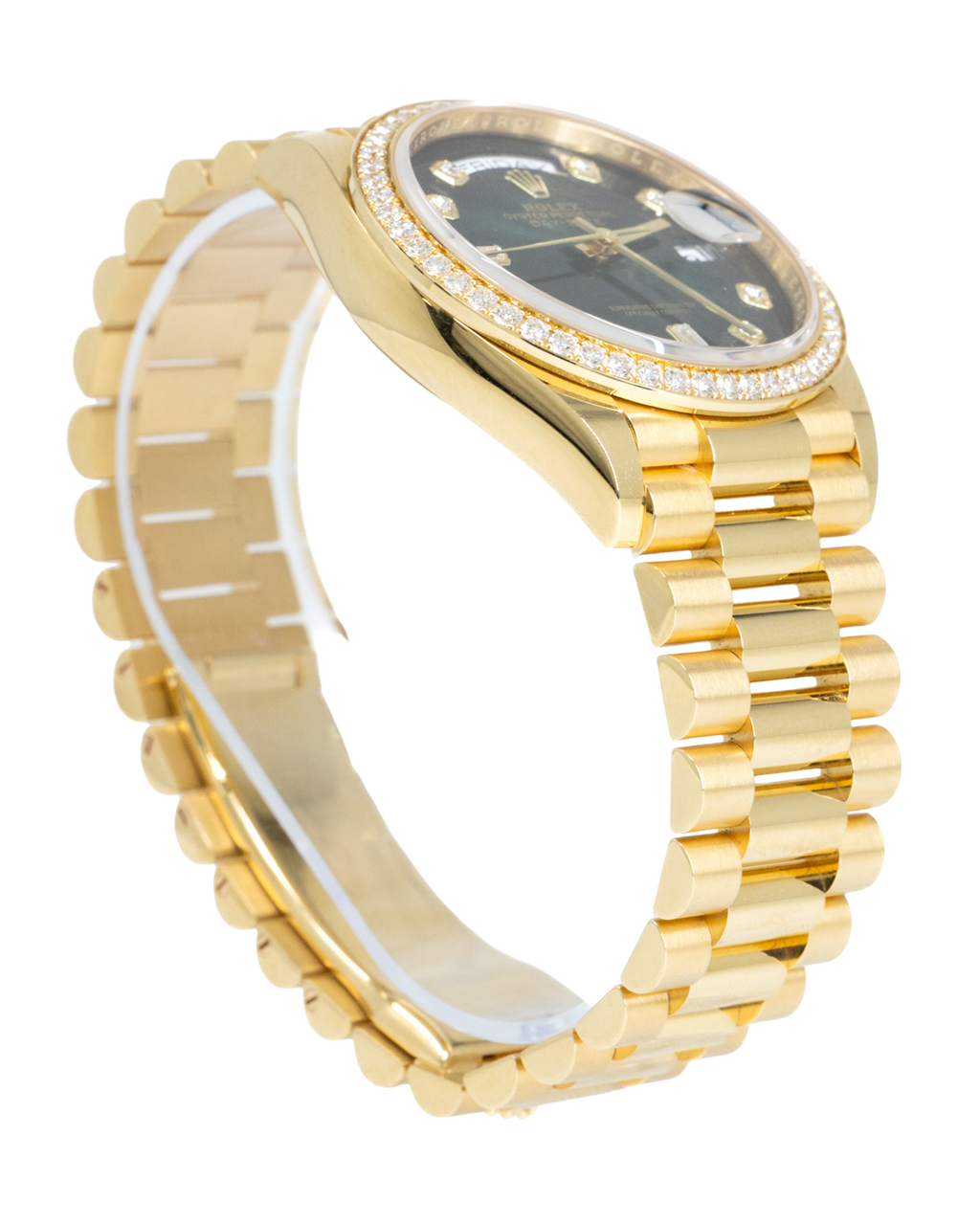 Rolex Day-Date 36 Green Ombre´ Diamond Dial on President 128348 Complete 2022