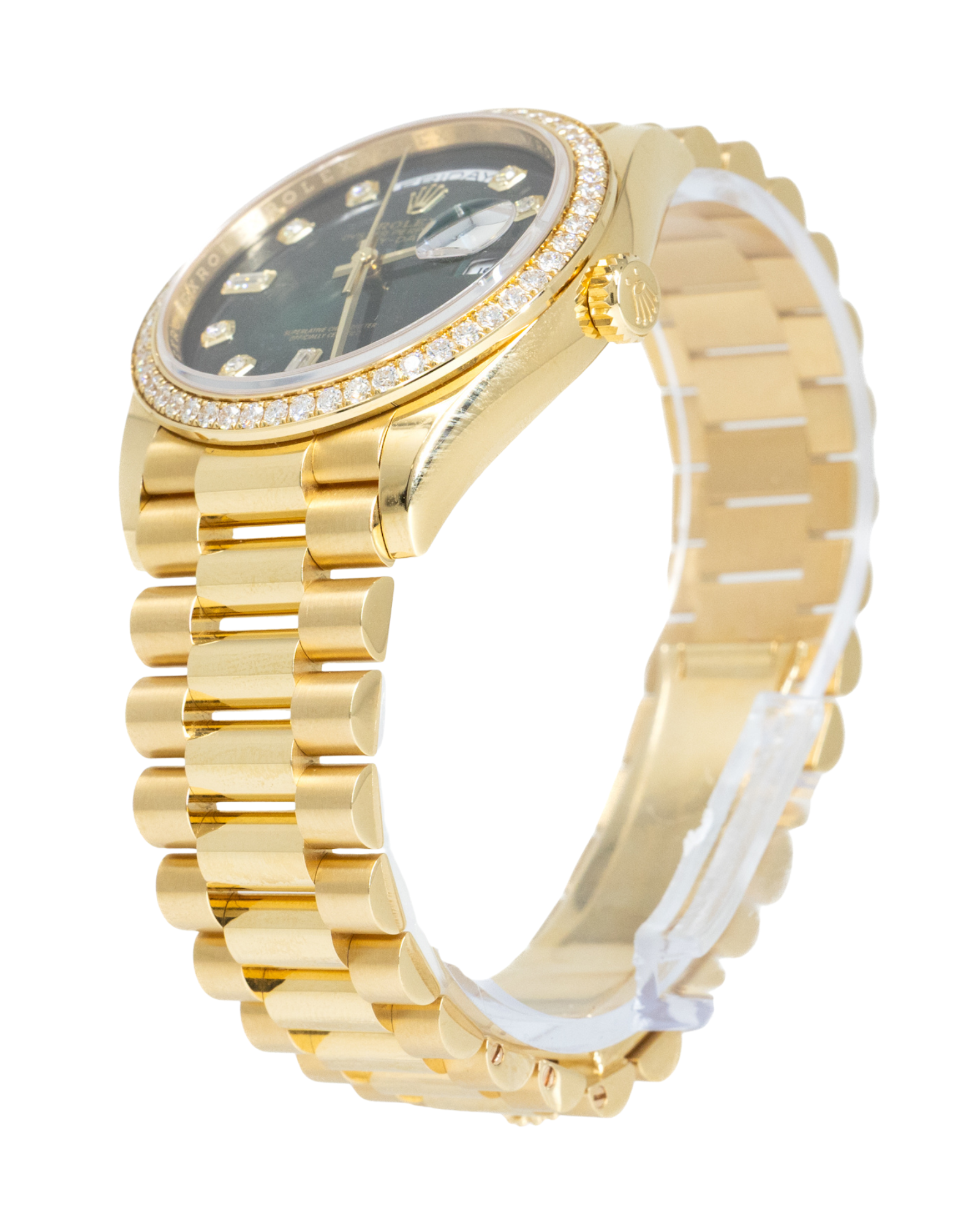 Rolex Day-Date 36 Green Ombre´ Diamond Dial on President 128348 Complete 2022