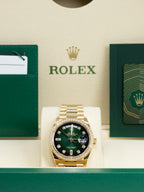 Rolex Day-Date 36 Green Ombre´ Diamond Dial on President 128348 Complete 2022