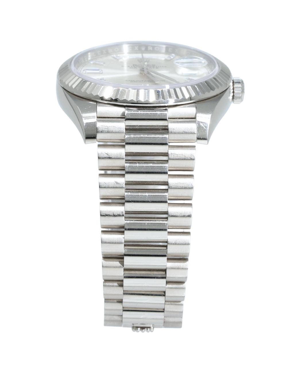 Rolex Day-Date 40 Silver Baguette Diamond Dial on President 228239 Complete 2022