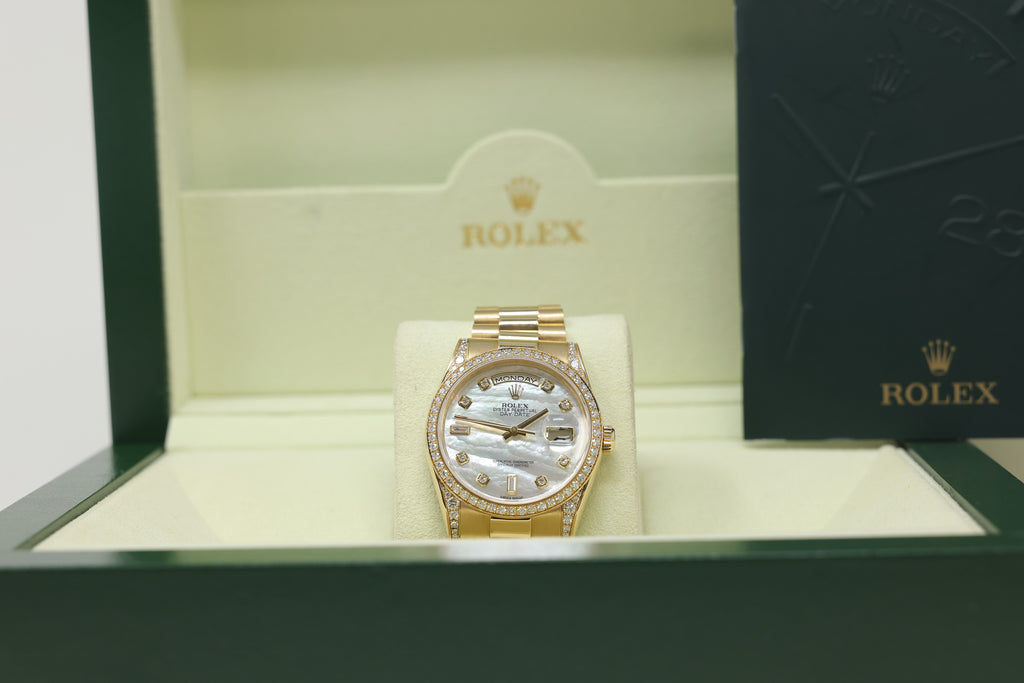 Rolex Day-Date MOP Diamond Dial on Presidential 118388 with Box