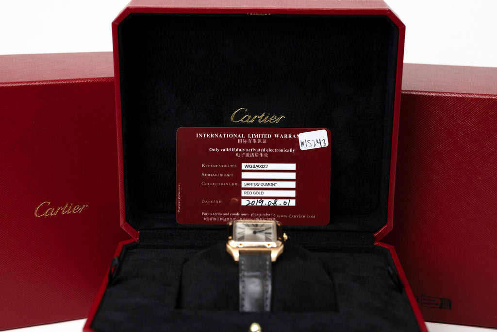 Cartier Santos Dumont Small Silver Dial on Leather Strap WGSA0022 Card 2019