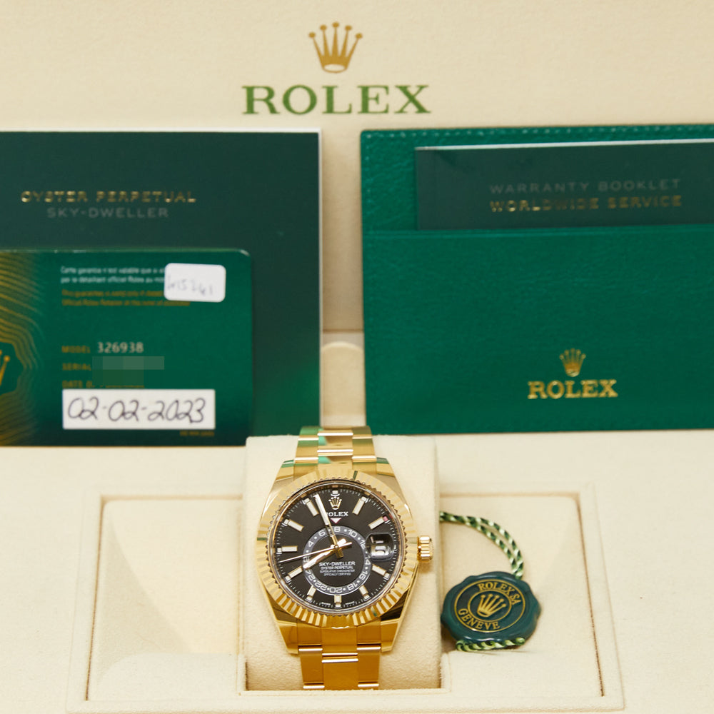 Rolex SkyDweller Black Index Dial on Oyster 326938 Complete 2023