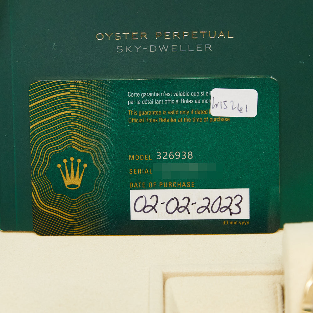 Rolex SkyDweller Black Index Dial on Oyster 326938 Complete 2023