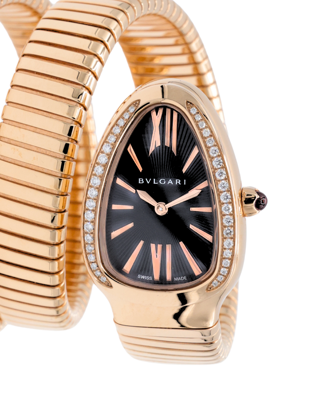 Bvlgari Serpenti Tubogas Black Dial on Spiral Bracelet 101814 with Box