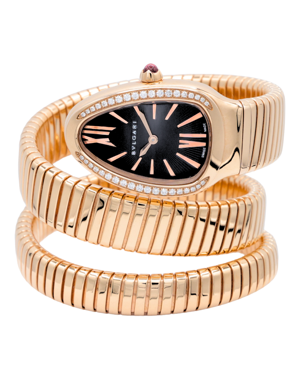 Bvlgari Serpenti Tubogas Black Dial on Spiral Bracelet 101814 with Box