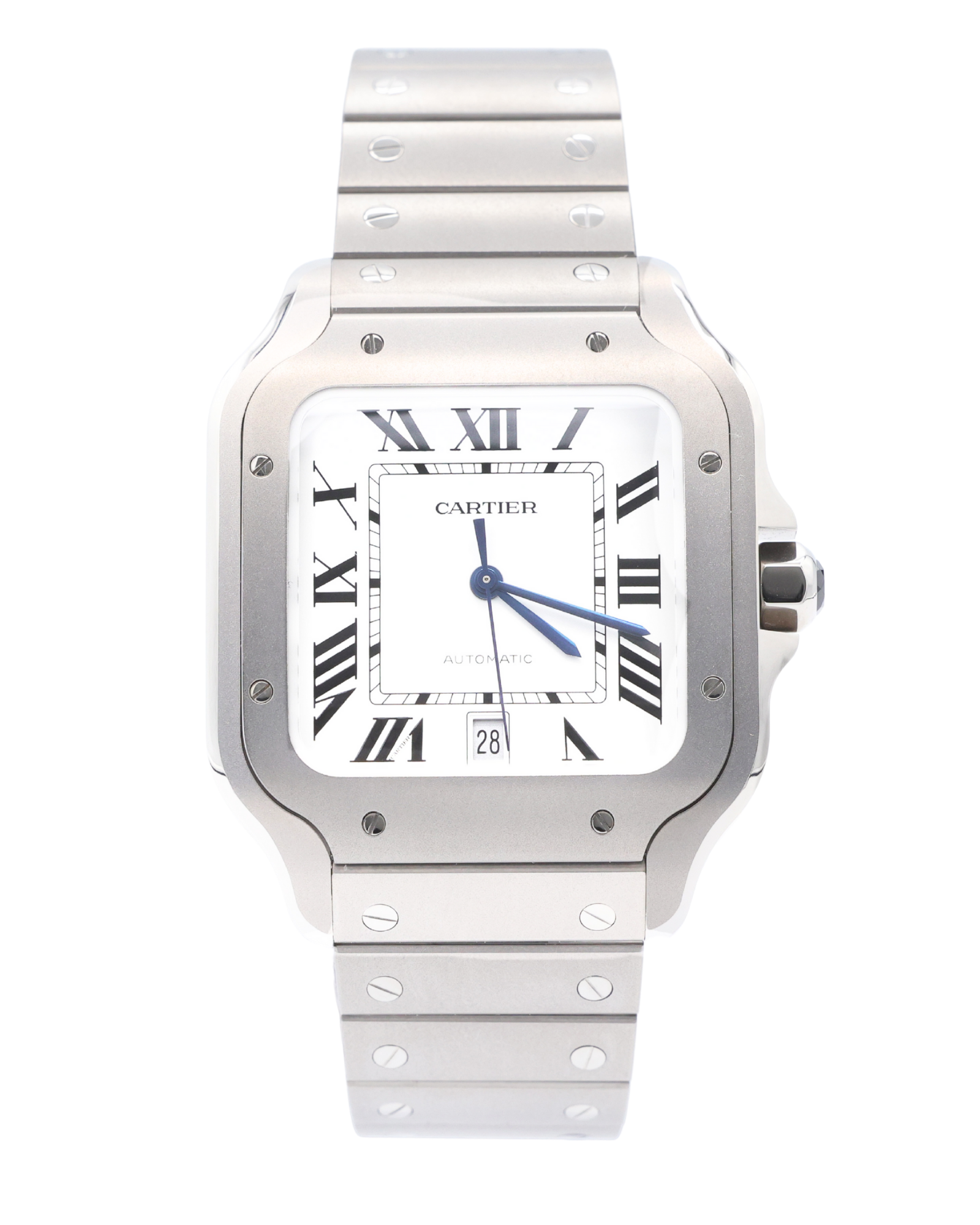 Cartier Santos De Cartier White Dial on Titanium WSSA0089 Complete Open Date