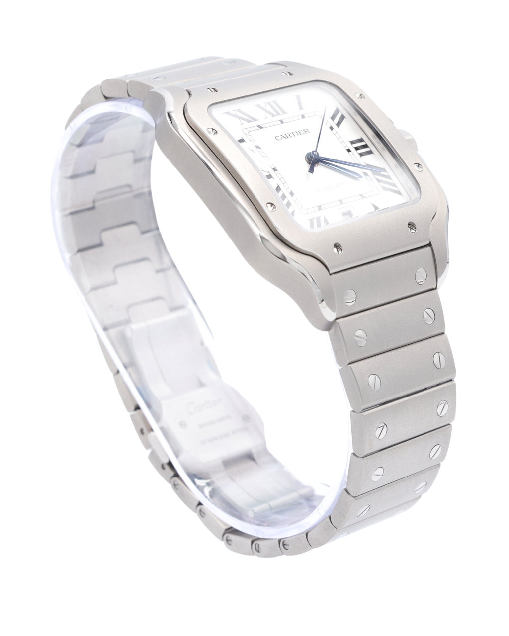 Cartier Santos De Cartier White Dial on Titanium WSSA0089 Complete Open Date