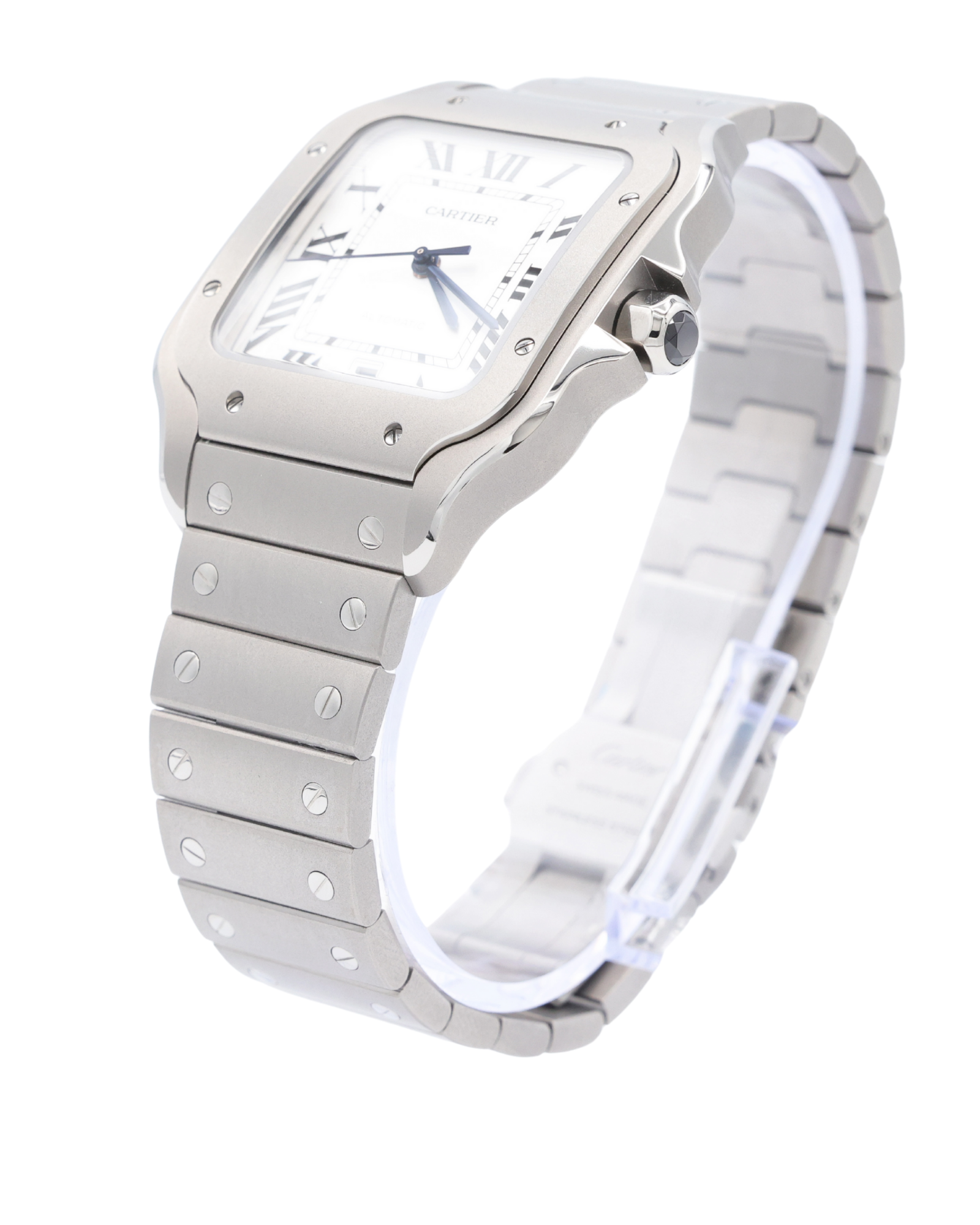 Cartier Santos De Cartier White Dial on Titanium WSSA0089 Complete Open Date