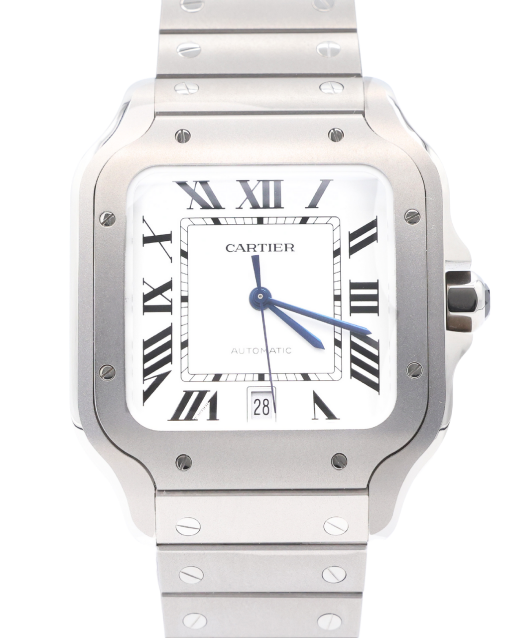 Cartier Santos De Cartier White Dial on Titanium WSSA0089 Complete Open Date