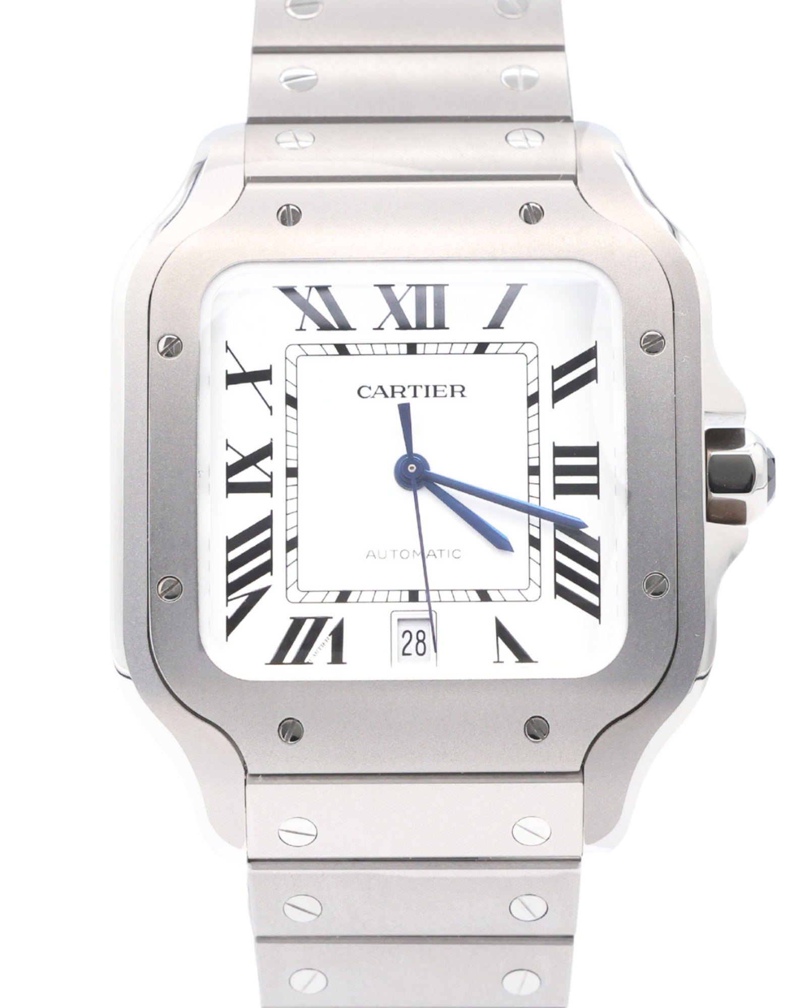 Cartier Santos De Cartier White Dial on Titanium WSSA0089 Complete Open Date