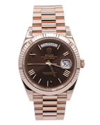 Rolex Day-Date 40 Chocolate Bevelled Roman Dial on President 228235 Complete 2022