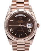 Rolex Day-Date 40 Chocolate Bevelled Roman Dial on President 228235 Complete 2022