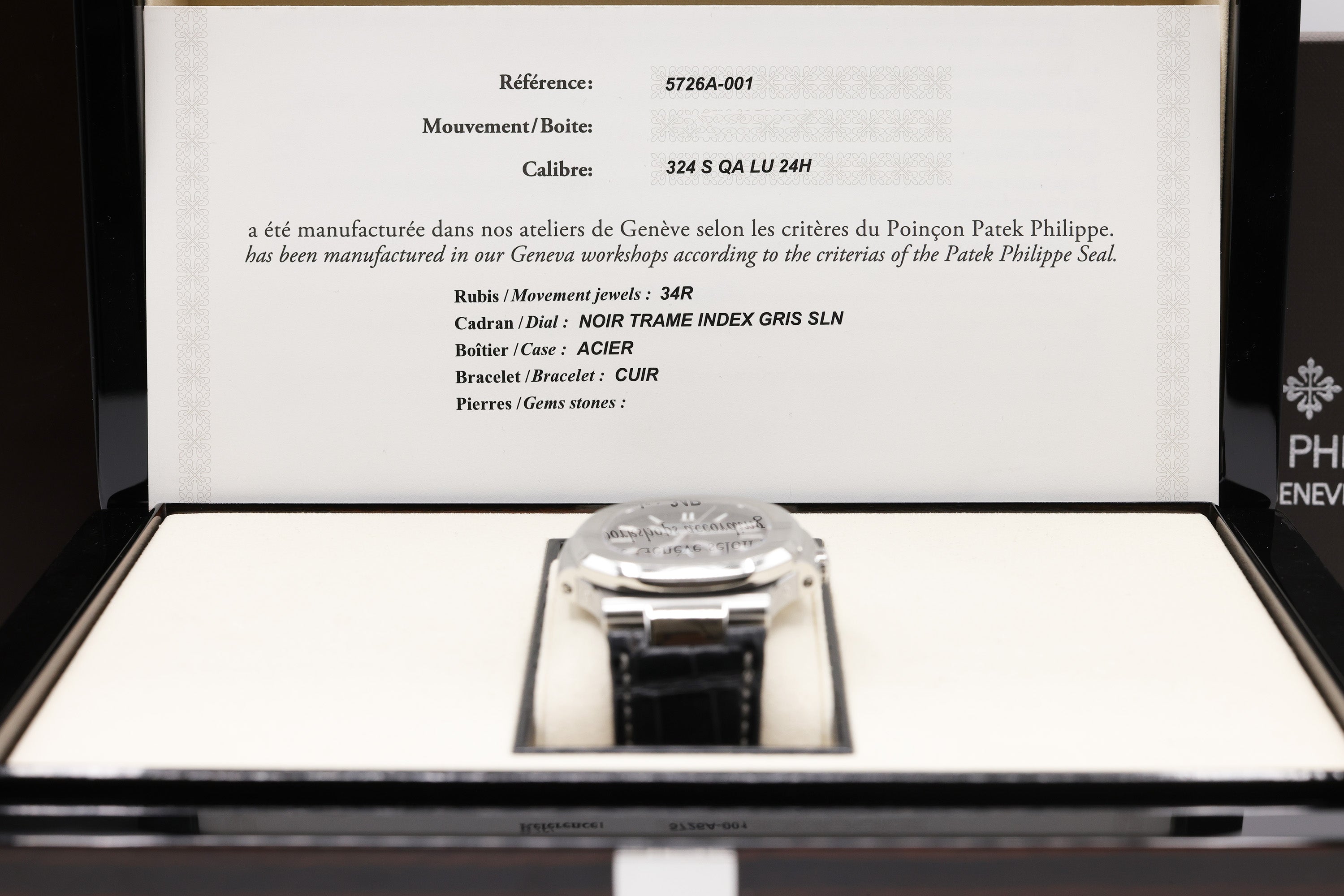 Patek Philippe Nautilus Black Dial on Strap 5726A-001 Complete 2020