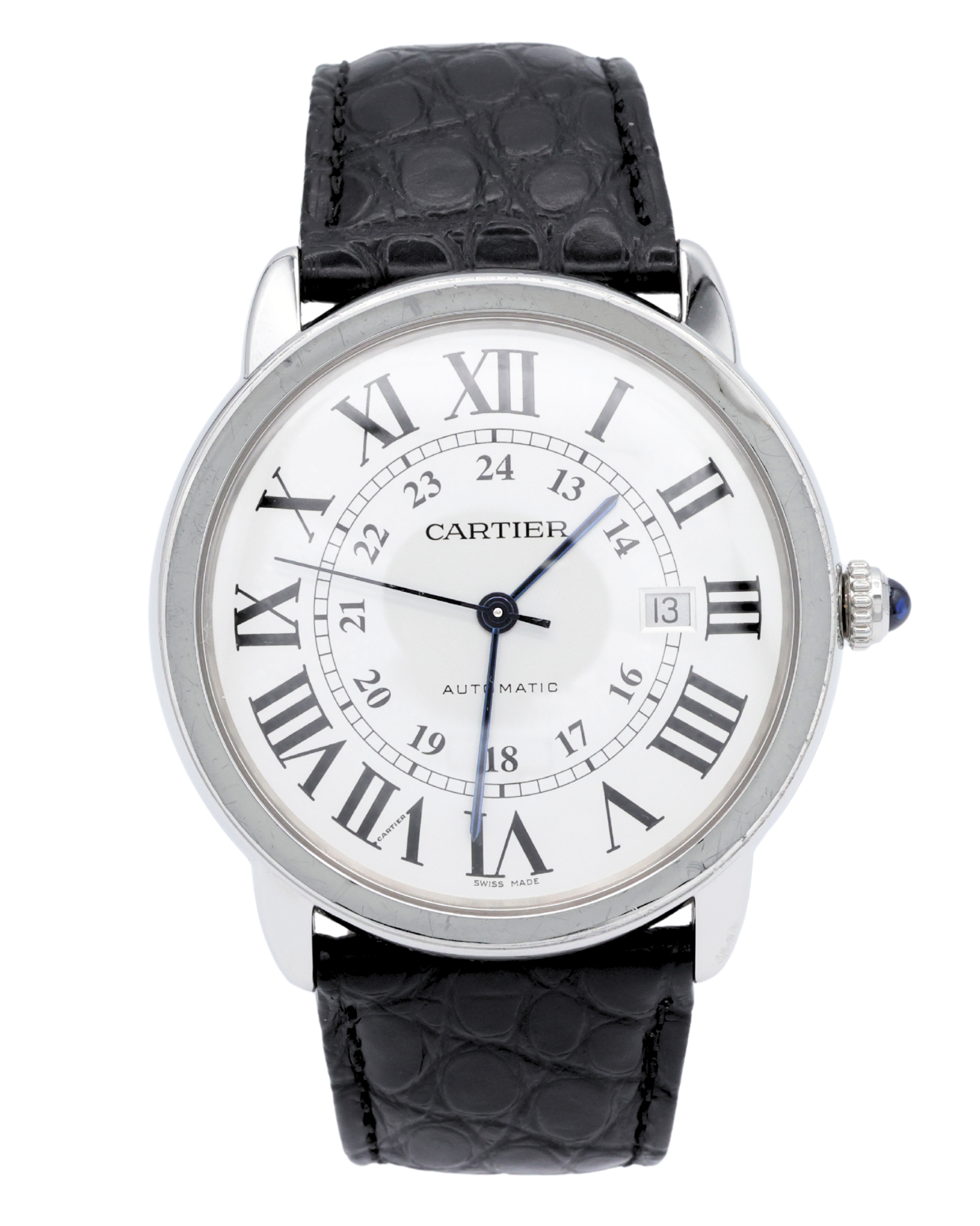 Cartier Ronde Solo Silver Dial on Leather WSRN0022 Complete 2015
