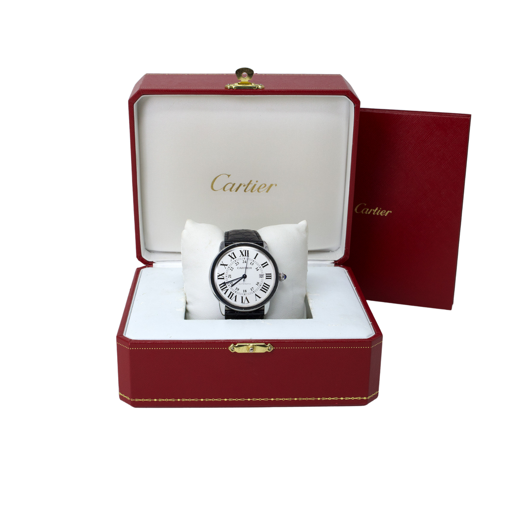 Cartier Ronde Solo Silver Dial on Leather WSRN0022 Complete 2015
