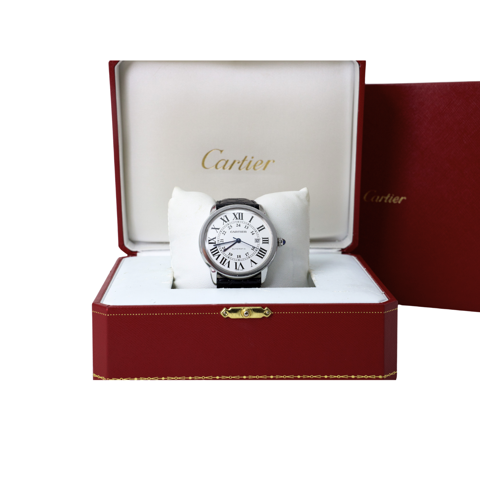 Cartier Ronde Solo Silver Dial on Leather WSRN0022 Complete 2015