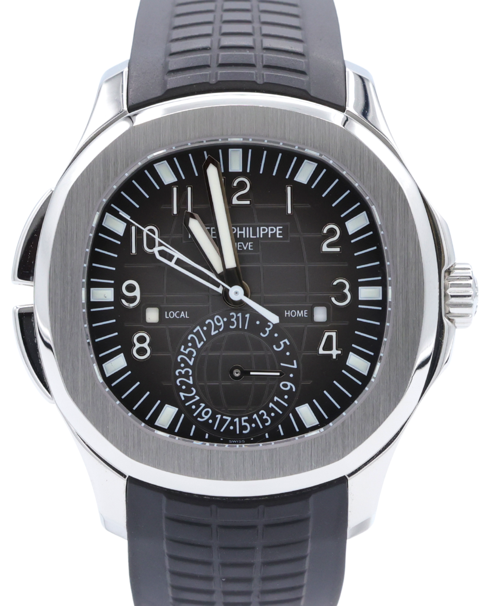 Patek Philippe Aquanaut Travel Time Black Embossed Dial on Strap 5164A-001 Papers 2014