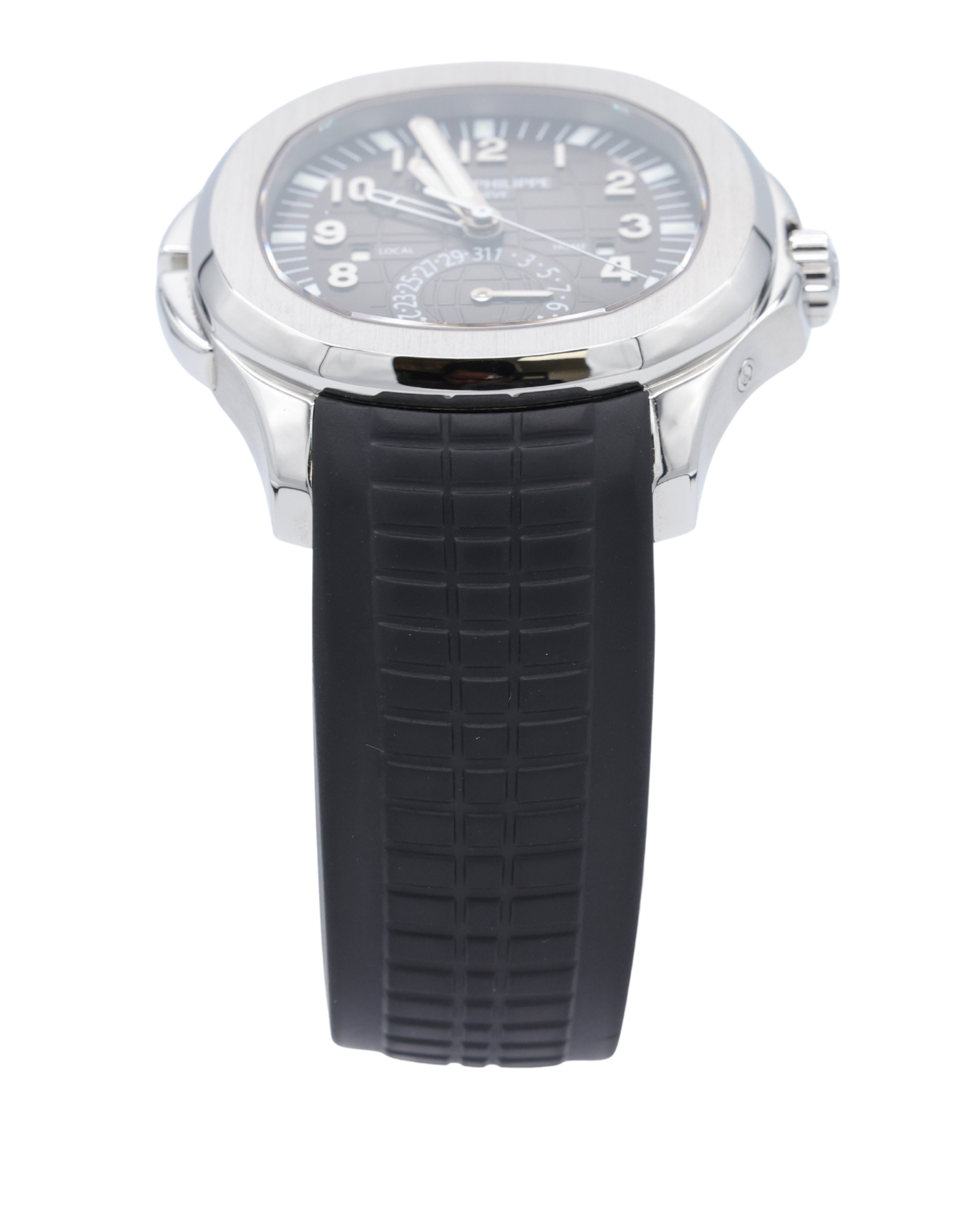 Patek Philippe Aquanaut Travel Time Black Embossed Dial on Strap 5164A-001 Papers 2014