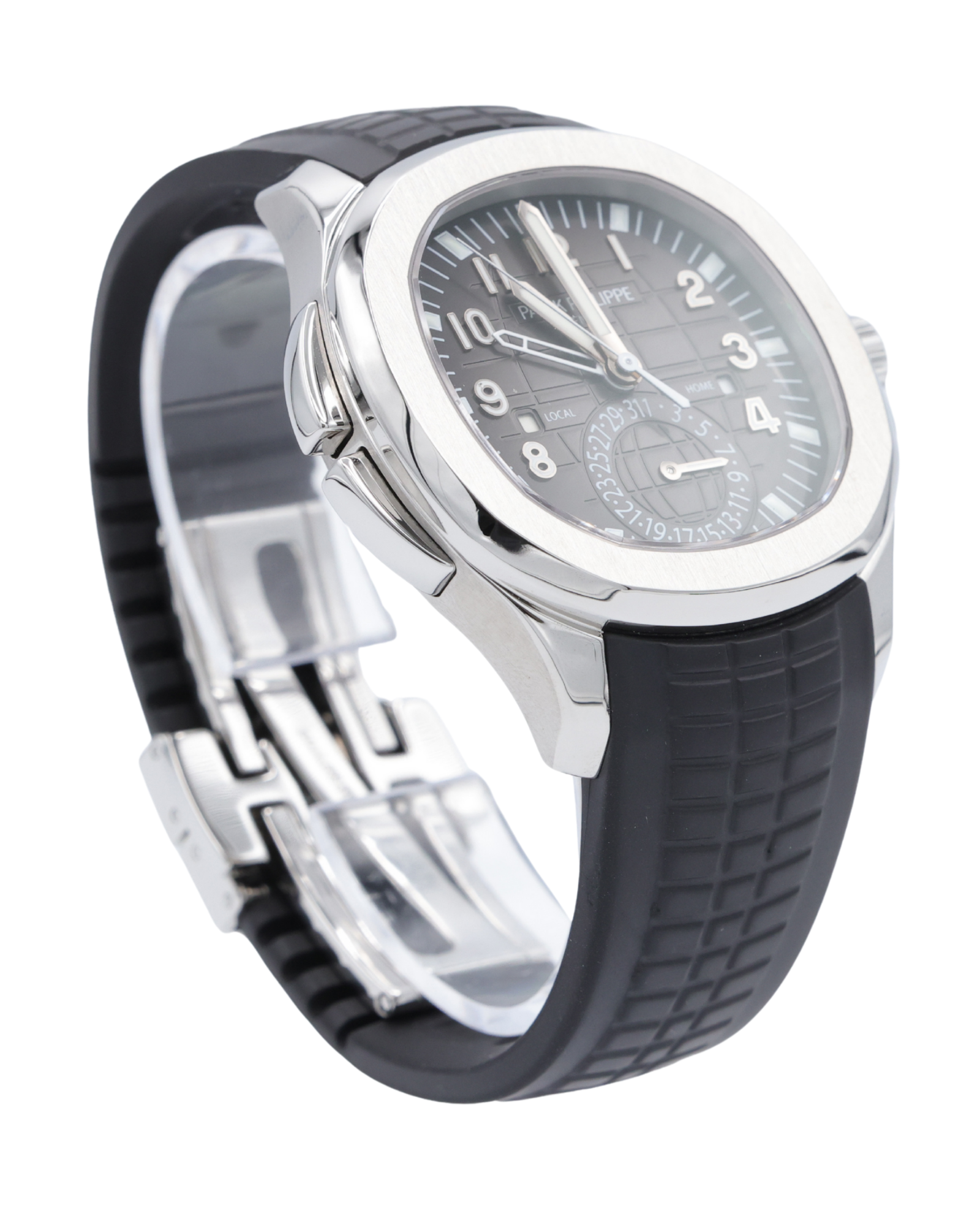 Patek Philippe Aquanaut Travel Time Black Embossed Dial on Strap 5164A-001 Papers 2014
