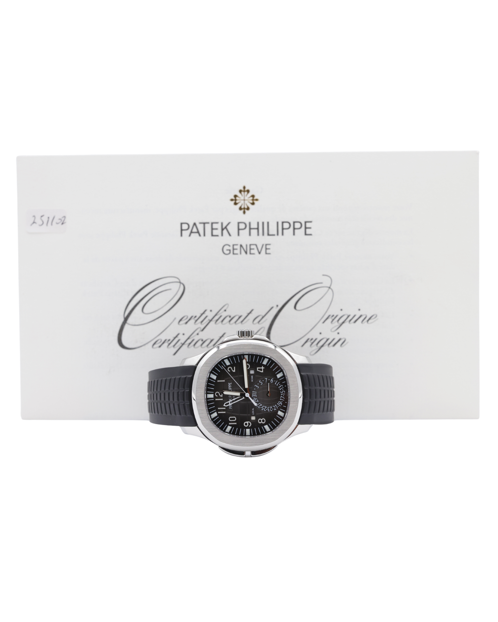 Patek Philippe Aquanaut Travel Time Black Embossed Dial on Strap 5164A-001 Papers 2014