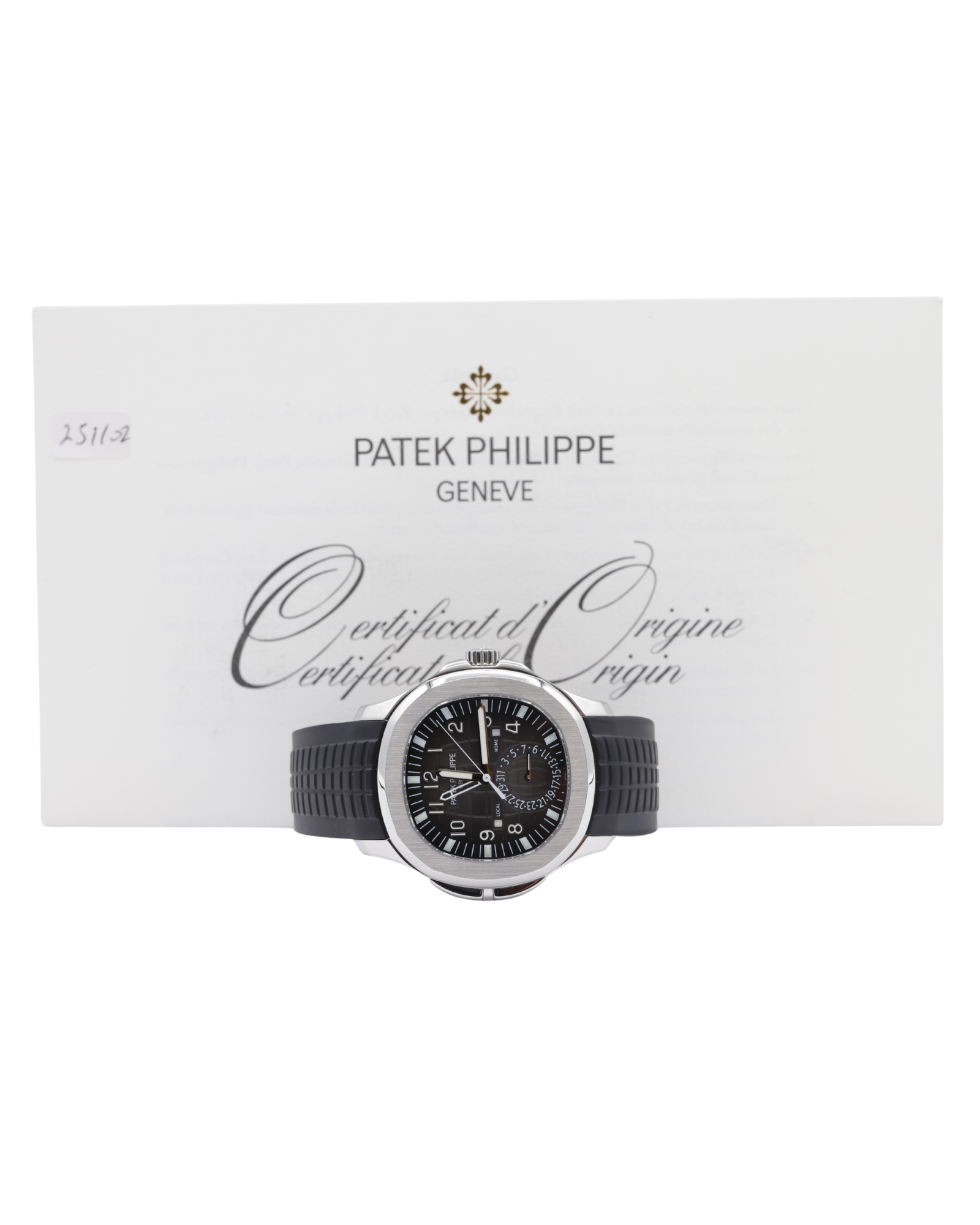 Patek Philippe Aquanaut Travel Time Black Embossed Dial on Strap 5164A-001 Papers 2014