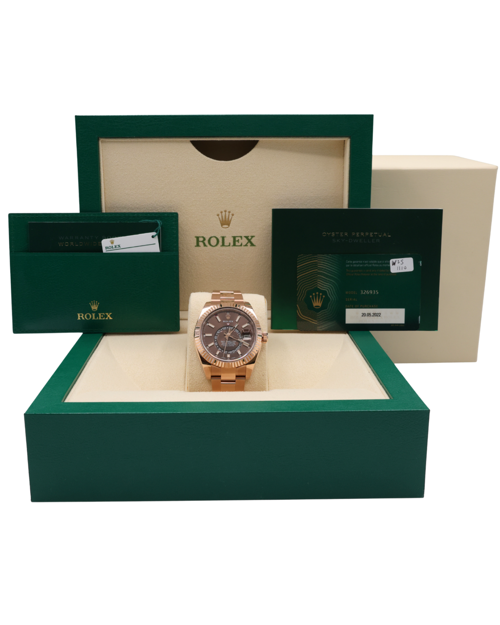 Rolex SkyDweller Chocolate Sunray Dial on Oyster 326935 Card 2022