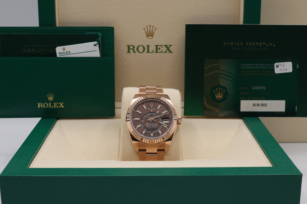 Rolex SkyDweller Chocolate Sunray Dial on Oyster 326935 Card 2022