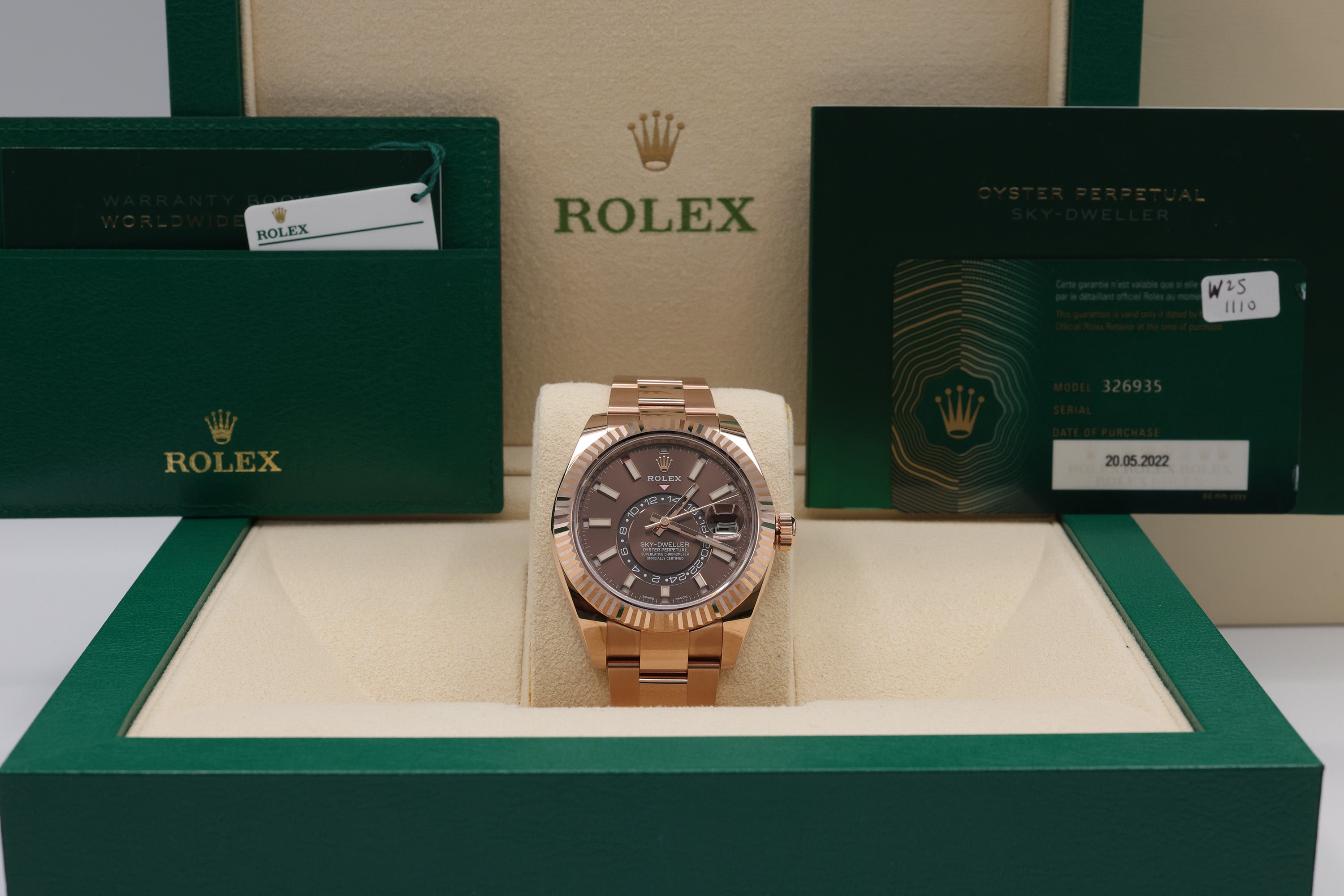Rolex SkyDweller Chocolate Sunray Dial on Oyster 326935 Card 2022