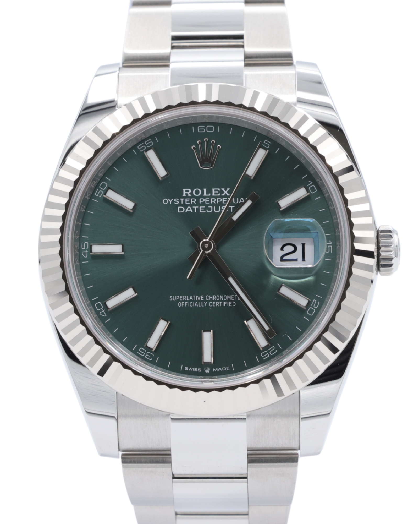 Rolex Datejust 41 Mint Green Index Dial on Oyster 126334 Complete 2025