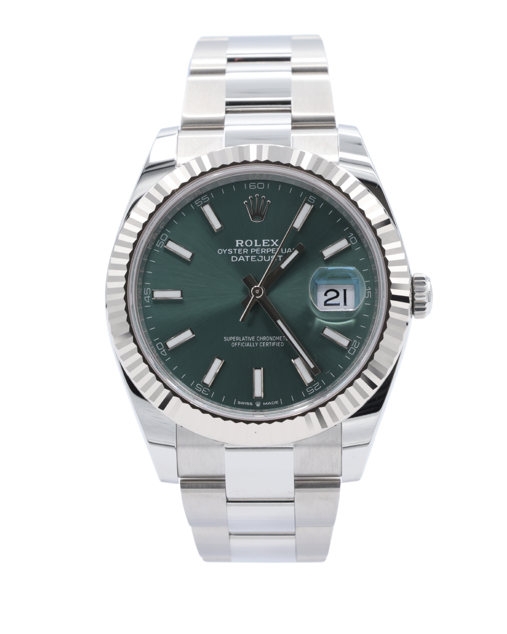 Rolex Datejust 41 Mint Green Index Dial on Oyster 126334 Complete 2025