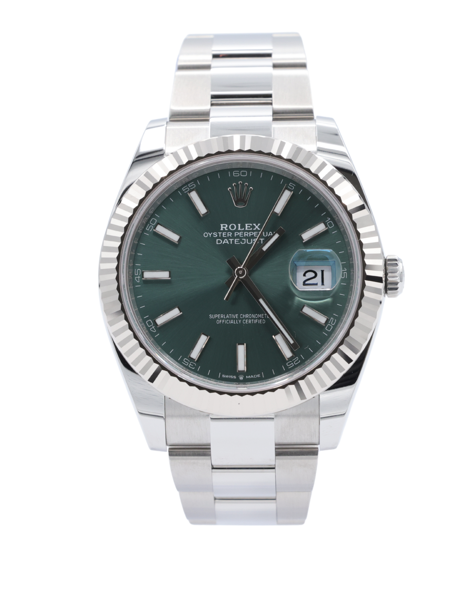 Rolex Datejust 41 Mint Green Index Dial on Oyster 126334 Complete 2025