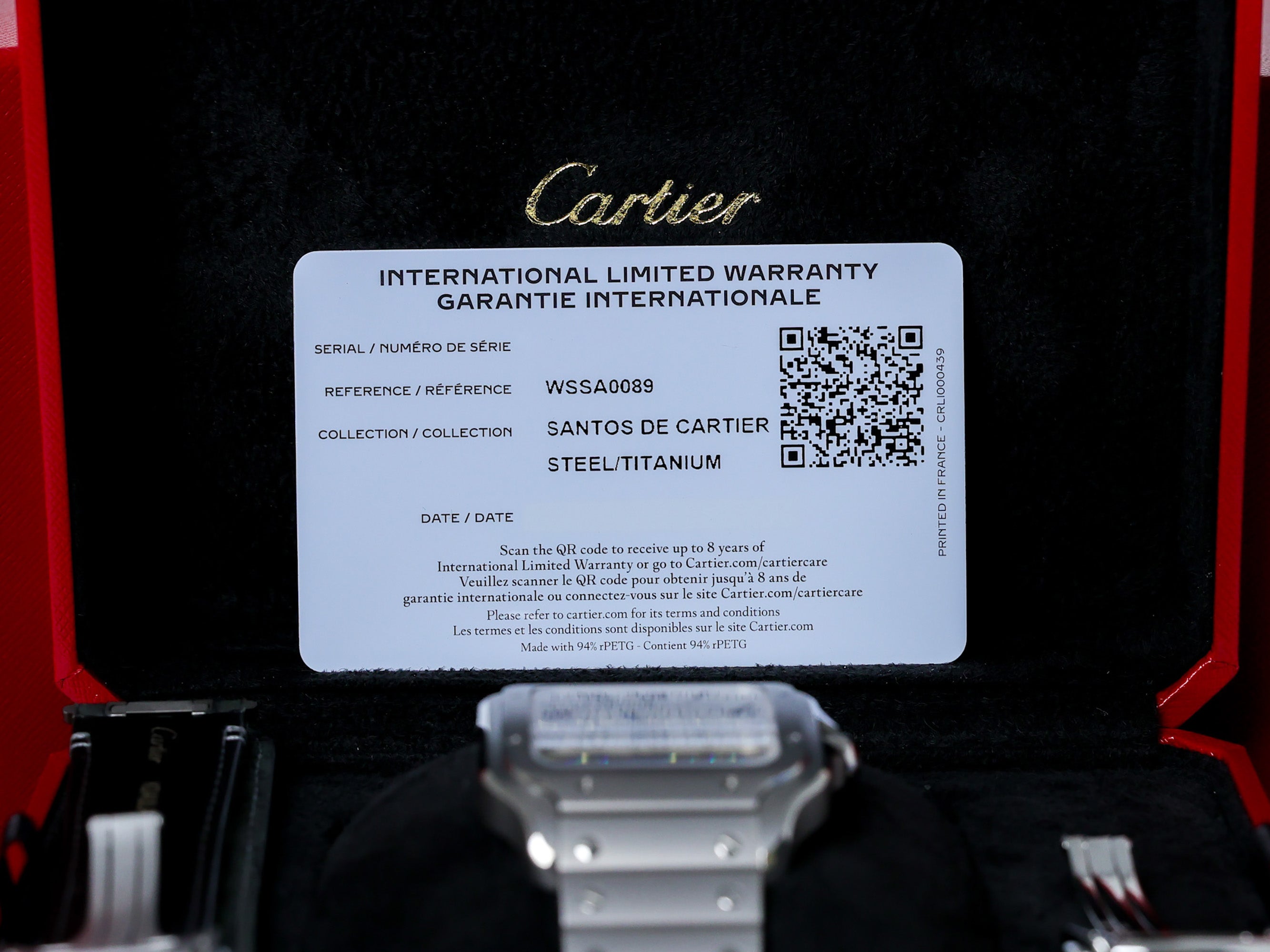 Cartier Santos De Cartier White Dial on Titanium WSSA0089 Complete Open Date