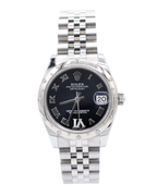 Rolex Womens Datejust Blue 12/6 Diamond Roman Dial on Jubilee 178344 with Box