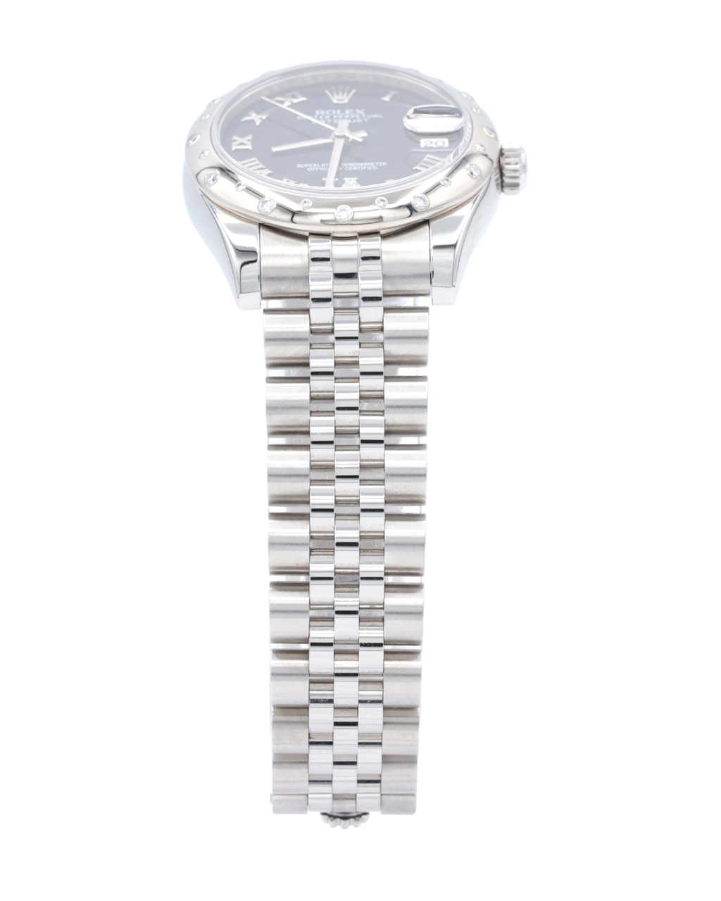 Rolex Womens Datejust Blue 12/6 Diamond Roman Dial on Jubilee 178344 with Box