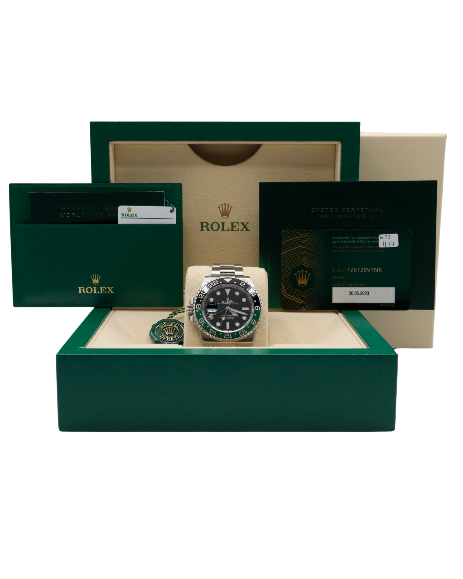 Rolex GMT-Master II "Sprite" Black Dial on Oyster 126720VTNR Complete 2023