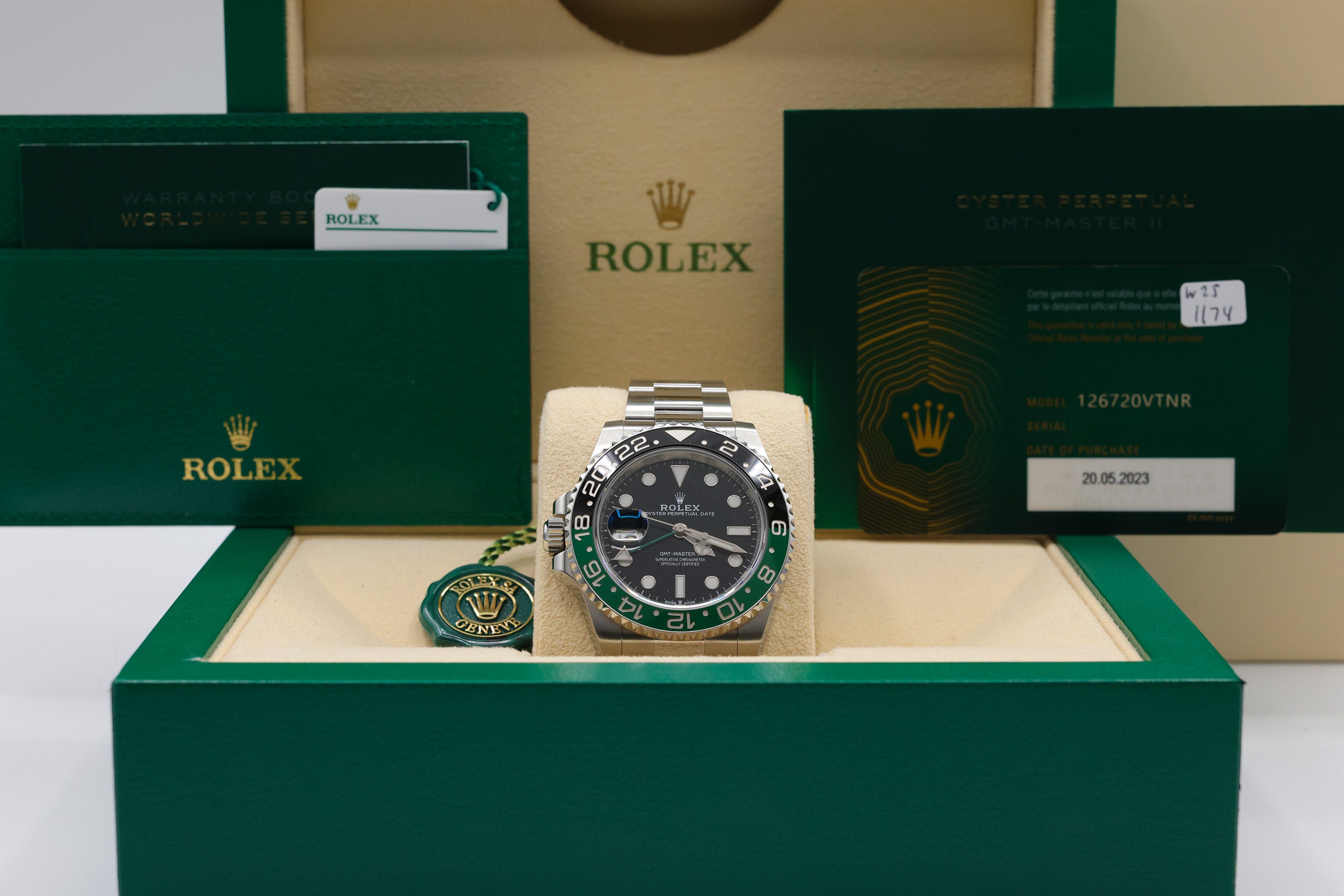 Rolex GMT-Master II "Sprite" Black Dial on Oyster 126720VTNR Complete 2023